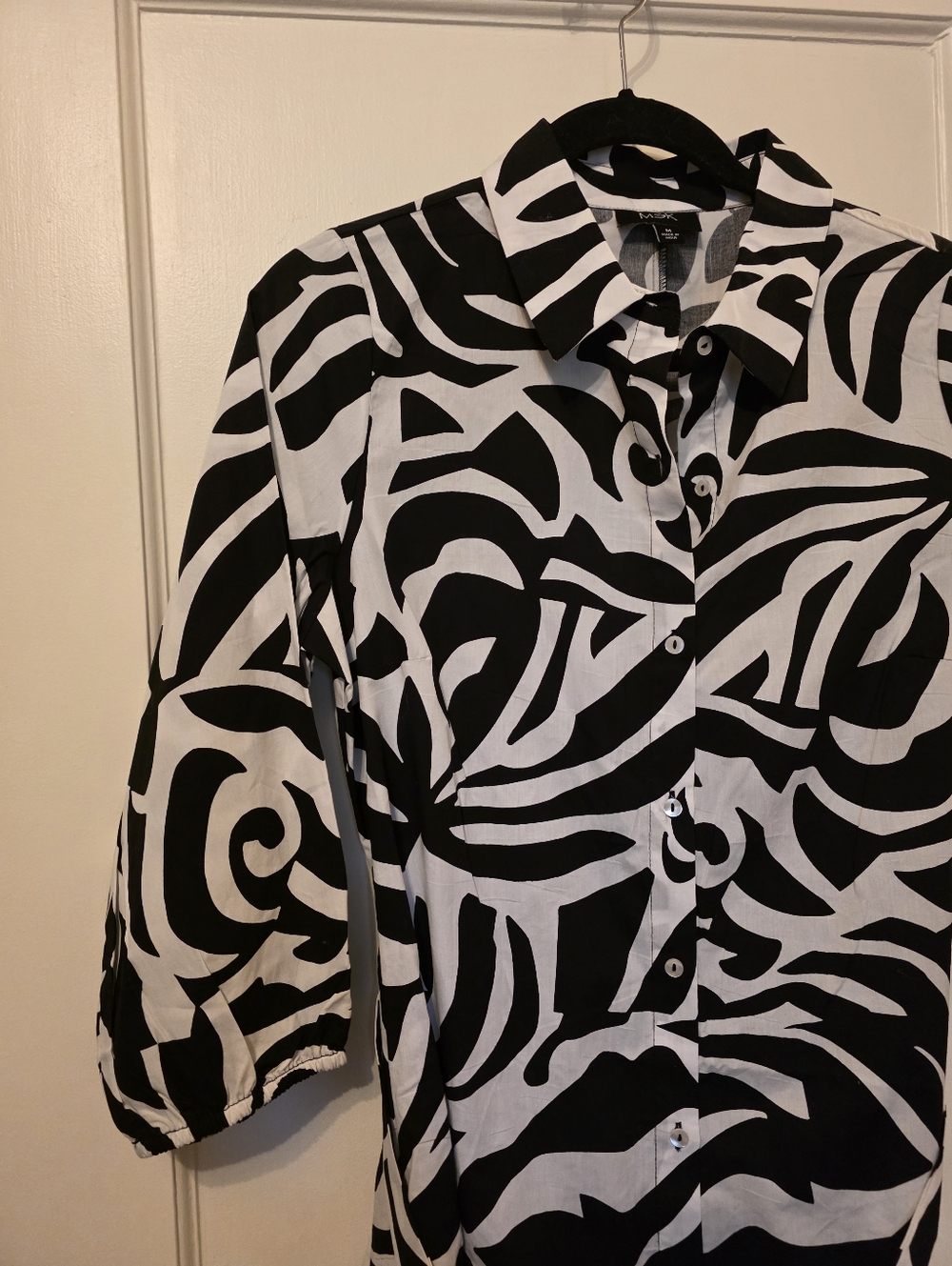 MSK Macy's Abstract Swirl NWT Belted Shirt Dress Medium Ruffle Back - Picture 7 of 8